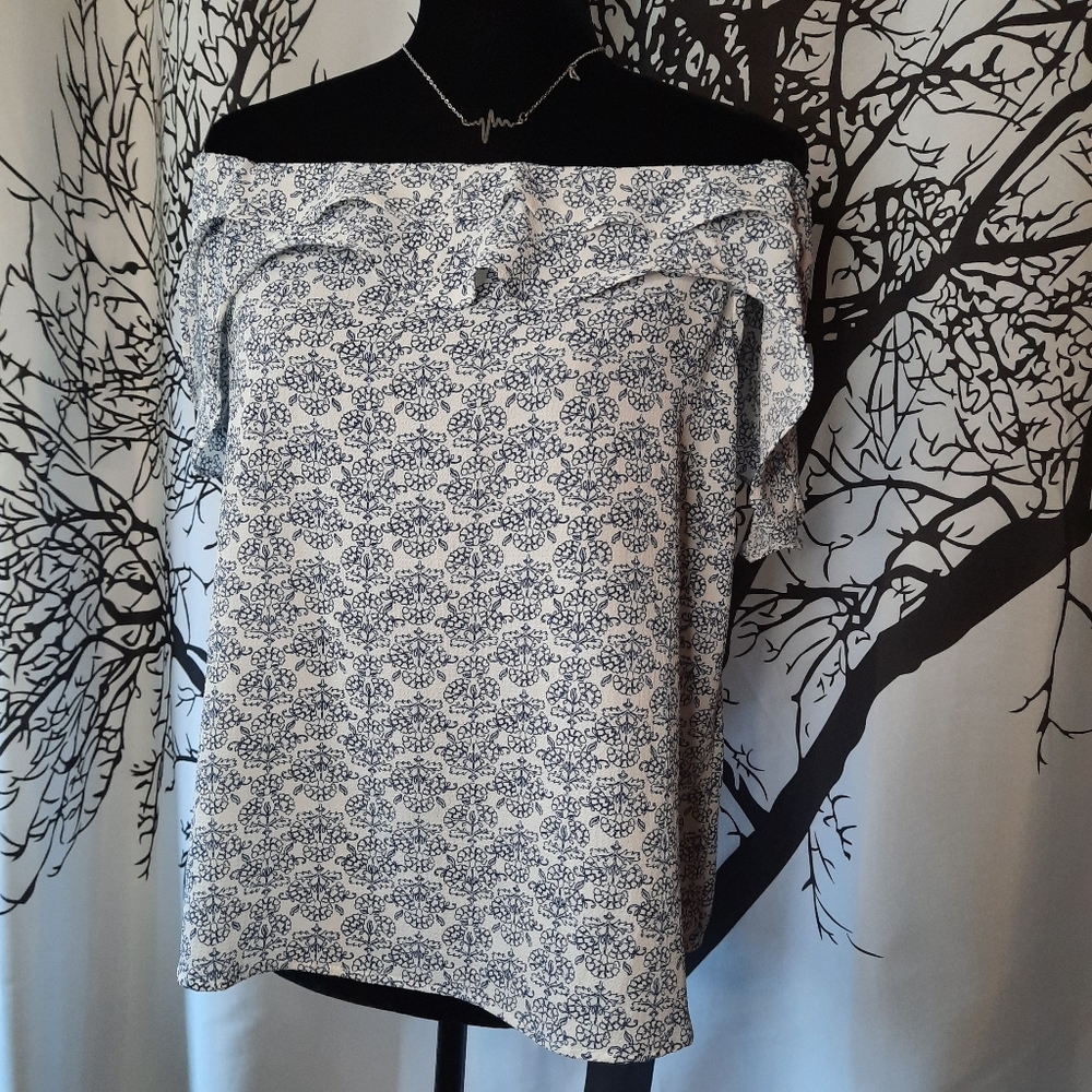 Floral Petal Sleeve Strapless Gypsy Dress Shirt